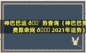 神巴巴运 🐴 势查询（神巴巴免费算命网 🐝 2021年运势）